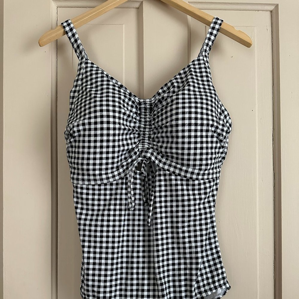 Black Gingham Size XL One Piece Land's End Bathing Suit
